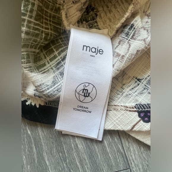 MAJE Loflower cropped organic cotton puff sleeve button down peplum top size 2/M - Picture 14 of 16